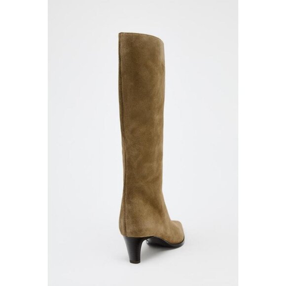 ZARA SPLIT SUEDE KITTEN HEEL BOOTS - Picture 5 of 6